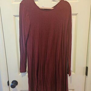 Old Navy Maroon Long Sleeve Dress